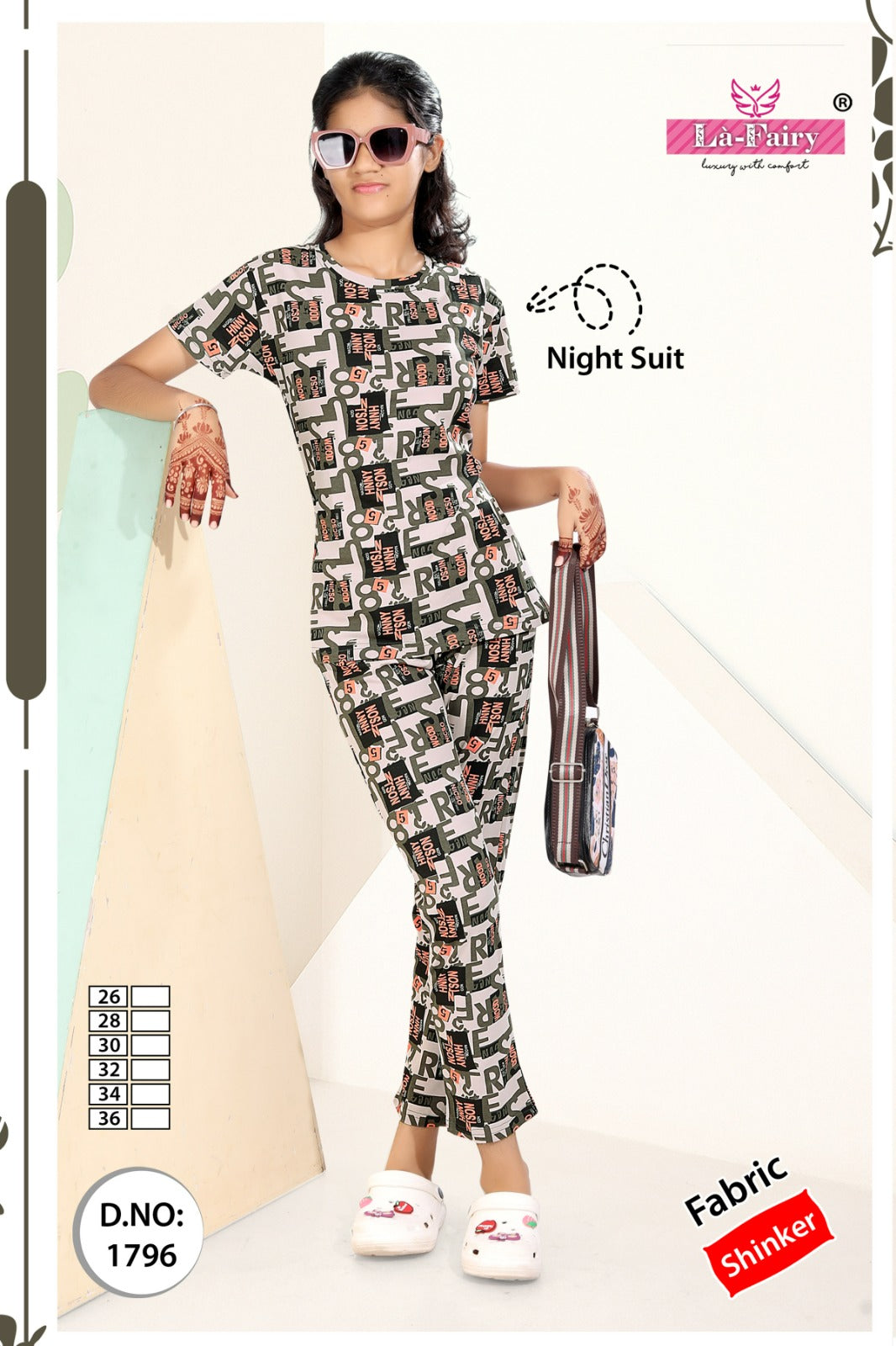 Design 1796 La Fairy Hosiery Sinker Girls Night Suits Manufacturer India