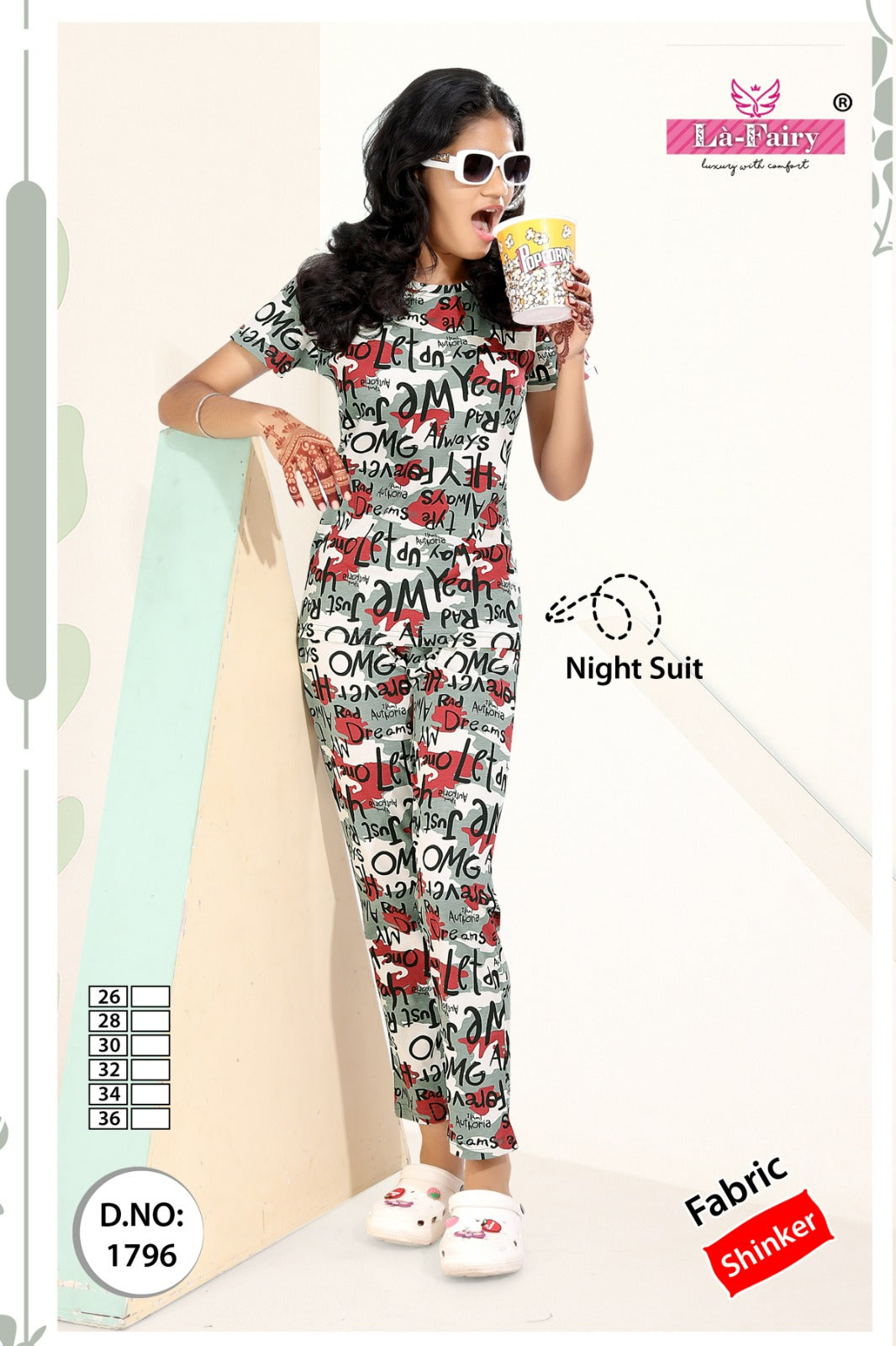 Design 1796 La Fairy Hosiery Sinker Girls Night Suits Manufacturer India
