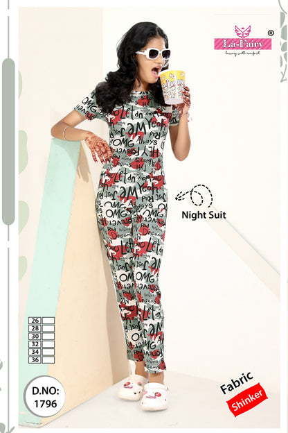 Design 1796 La Fairy Hosiery Sinker Girls Night Suits Manufacturer India