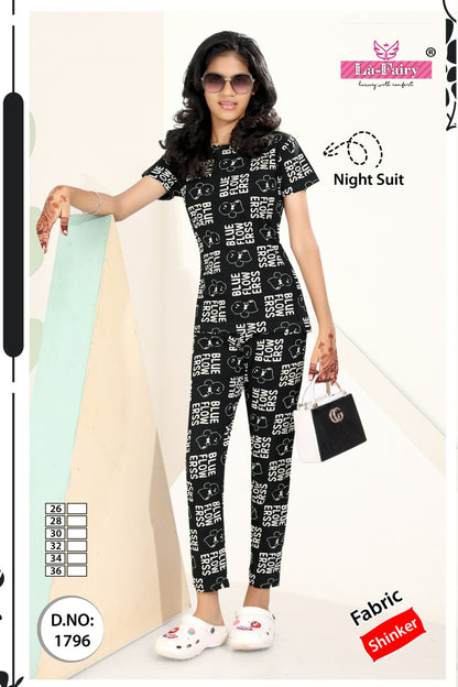 Design 1796 La Fairy Hosiery Sinker Girls Night Suits Manufacturer India