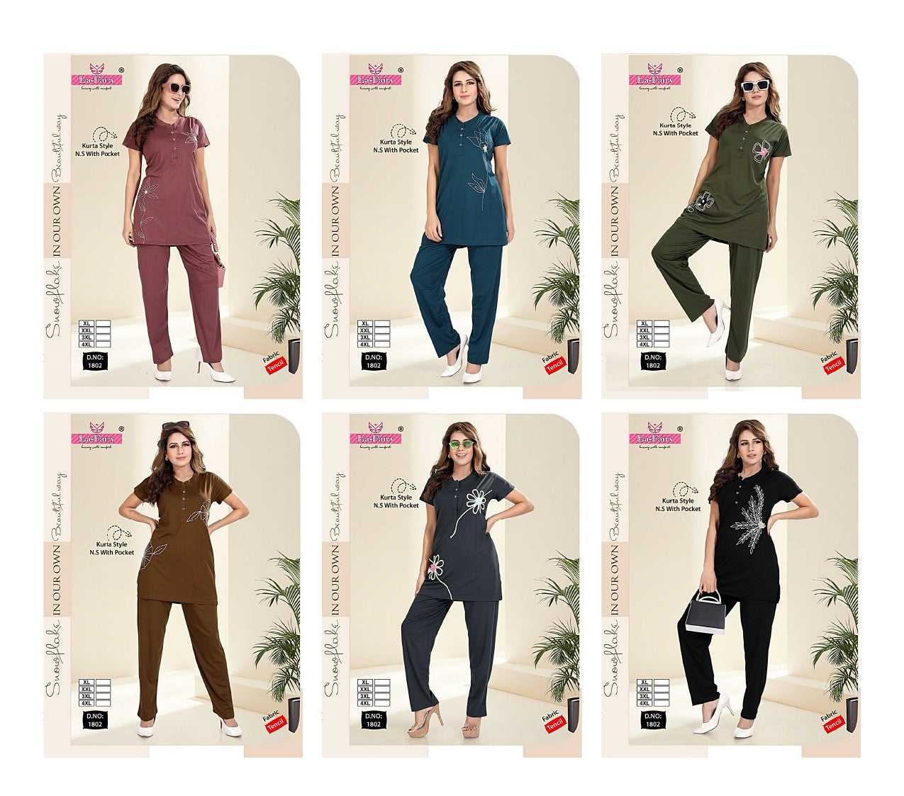 Design 1802 La Fairy Tencil Kurta Night Suits Manufacturer Ahmedabad