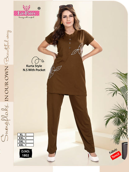 Design 1802 La Fairy Tencil Kurta Night Suits Manufacturer Ahmedabad
