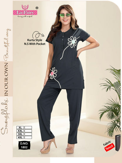 Design 1802 La Fairy Tencil Kurta Night Suits Manufacturer Ahmedabad