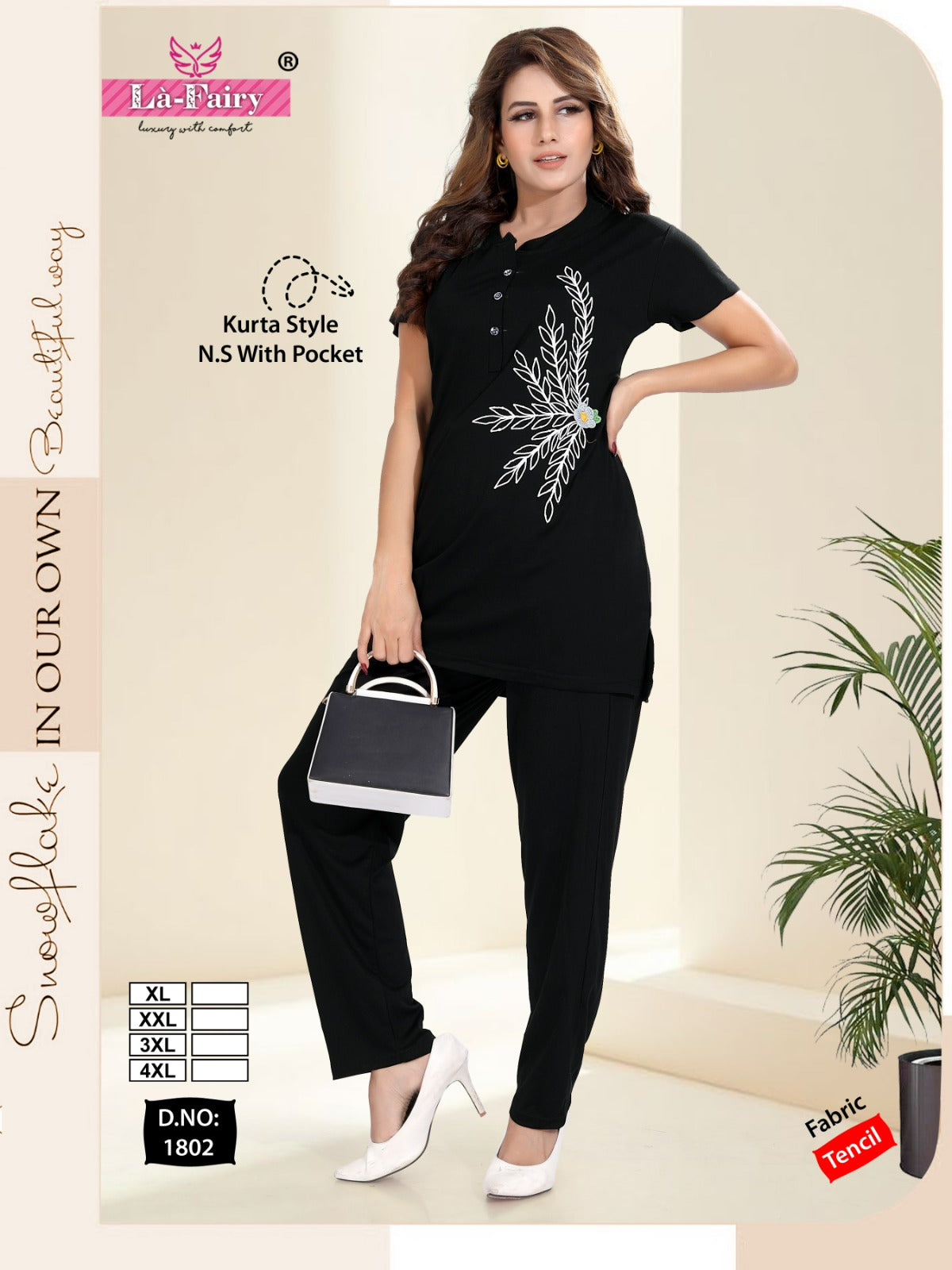 Design 1802 La Fairy Tencil Kurta Night Suits Manufacturer Ahmedabad