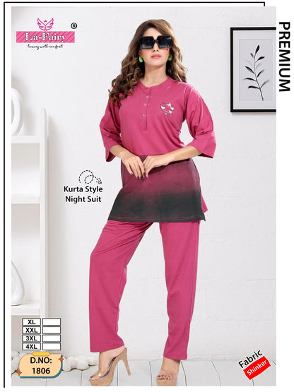 Design 1806 La Fairy Sinker Kurta Night Suits Supplier India