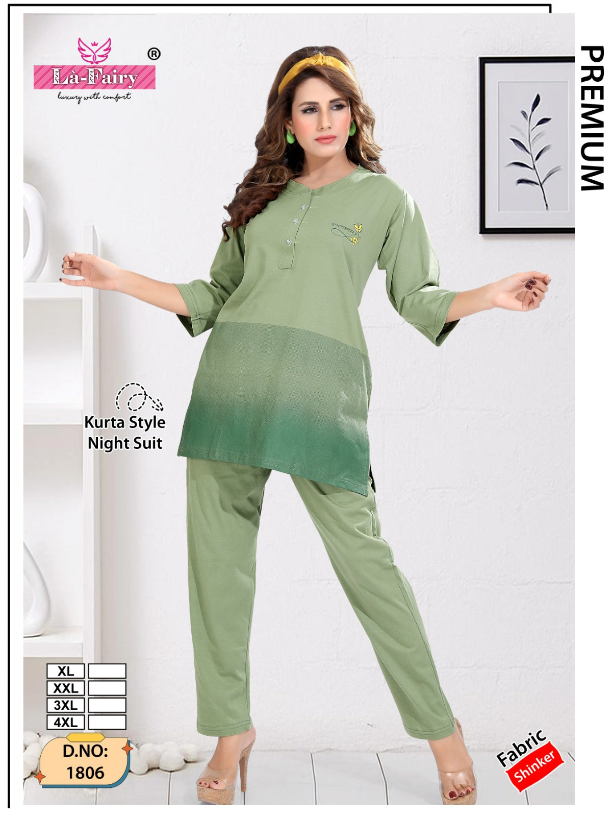 Design 1806 La Fairy Sinker Kurta Night Suits Supplier India