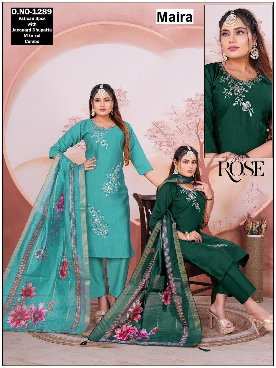 Design 181125 Maira Vetican Silk Readymade Pant Style Suits Wholesale Price