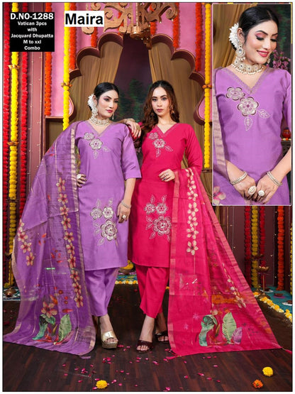 Design 181125 Maira Vetican Silk Readymade Pant Style Suits Wholesale Price
