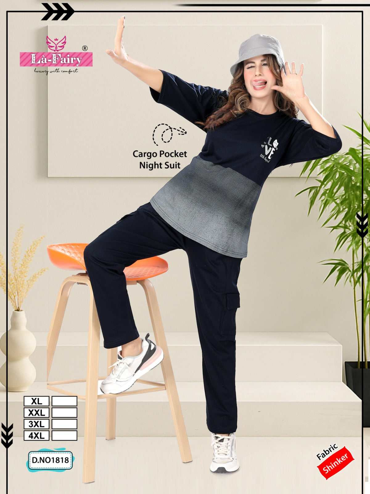 Design 1818 Cargo La Fairy Sinker Pyjama Night Suits Exporter Ahmedabad