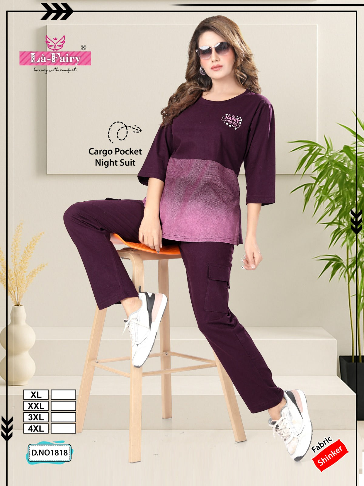 Design 1818 Cargo La Fairy Sinker Pyjama Night Suits Exporter Ahmedabad