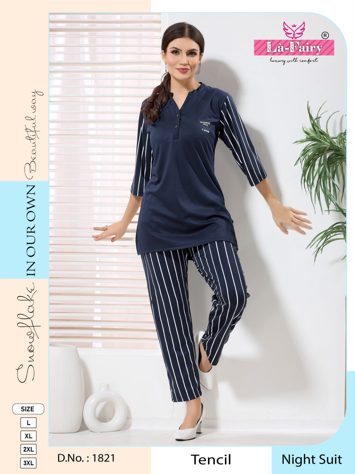 Design 1821 La Fairy Tencil Kurta Night Suits Manufacturer Gujarat