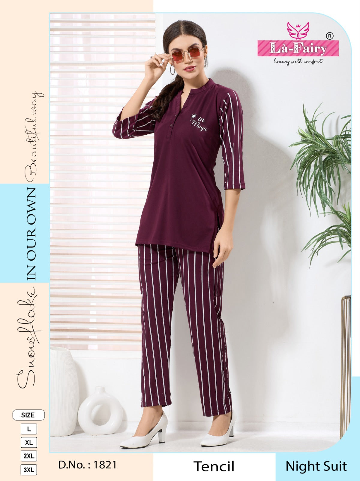 Design 1821 La Fairy Tencil Kurta Night Suits Manufacturer Gujarat