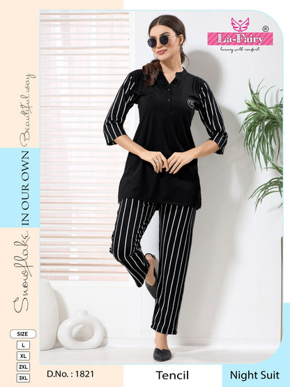 Design 1821 La Fairy Tencil Kurta Night Suits Manufacturer Gujarat