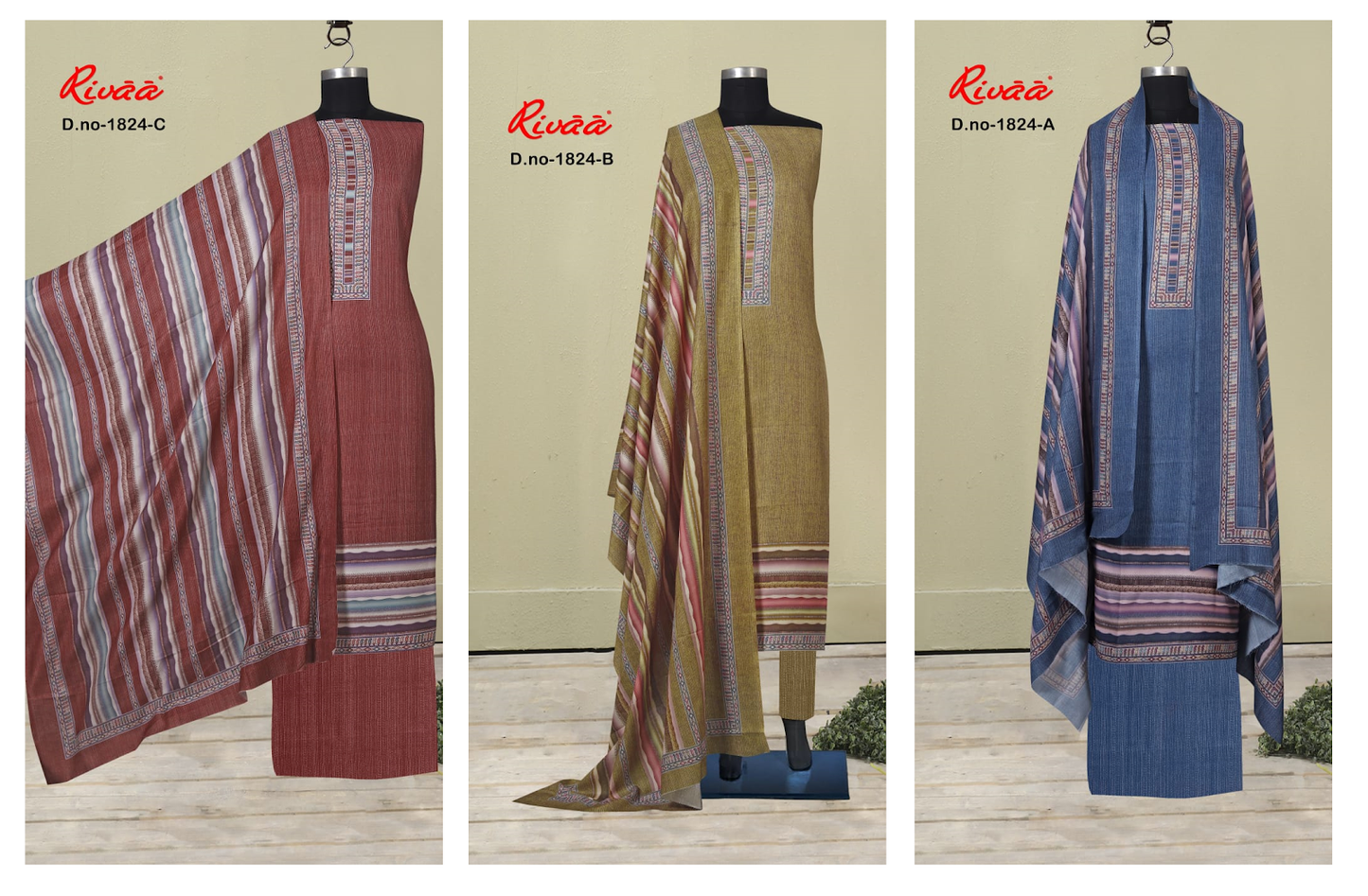 Design 1824 Rivaa Pashmina Suits Wholesale