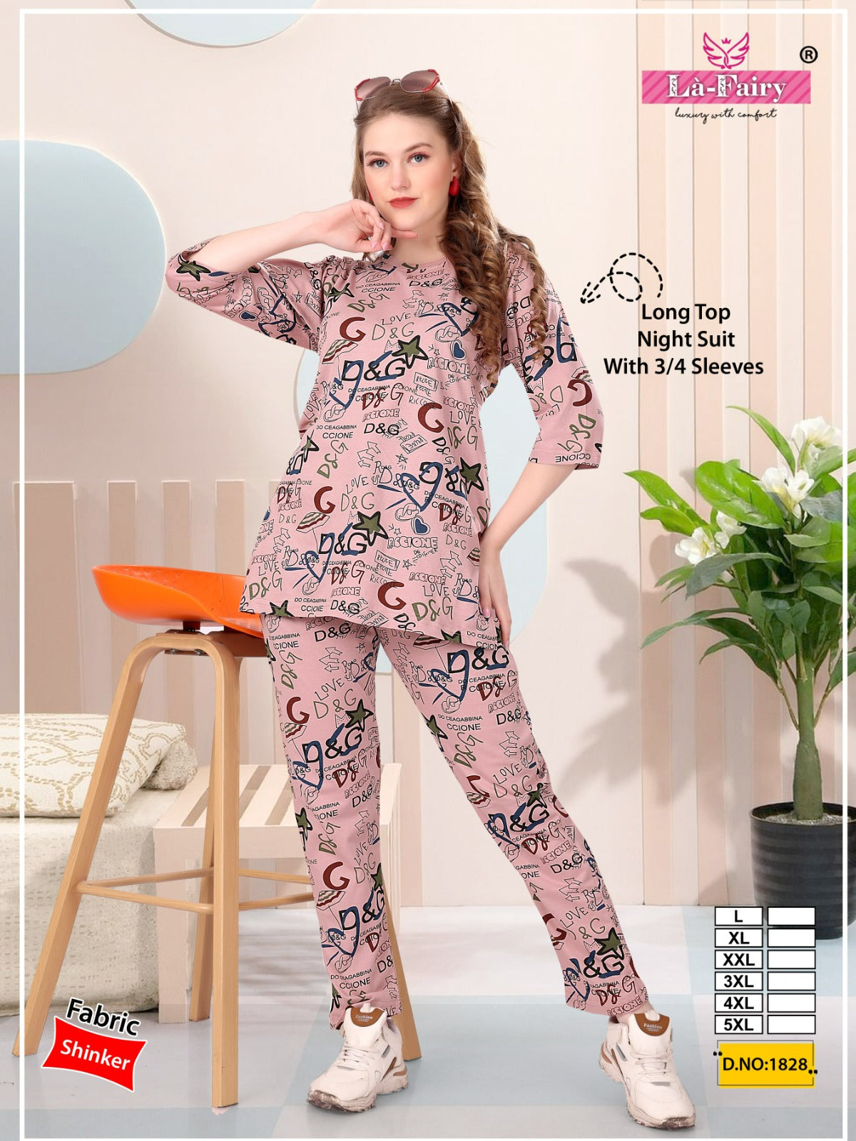 Design 1828 La Fairy Sinker Kurta Night Suits Exporter Ahmedabad