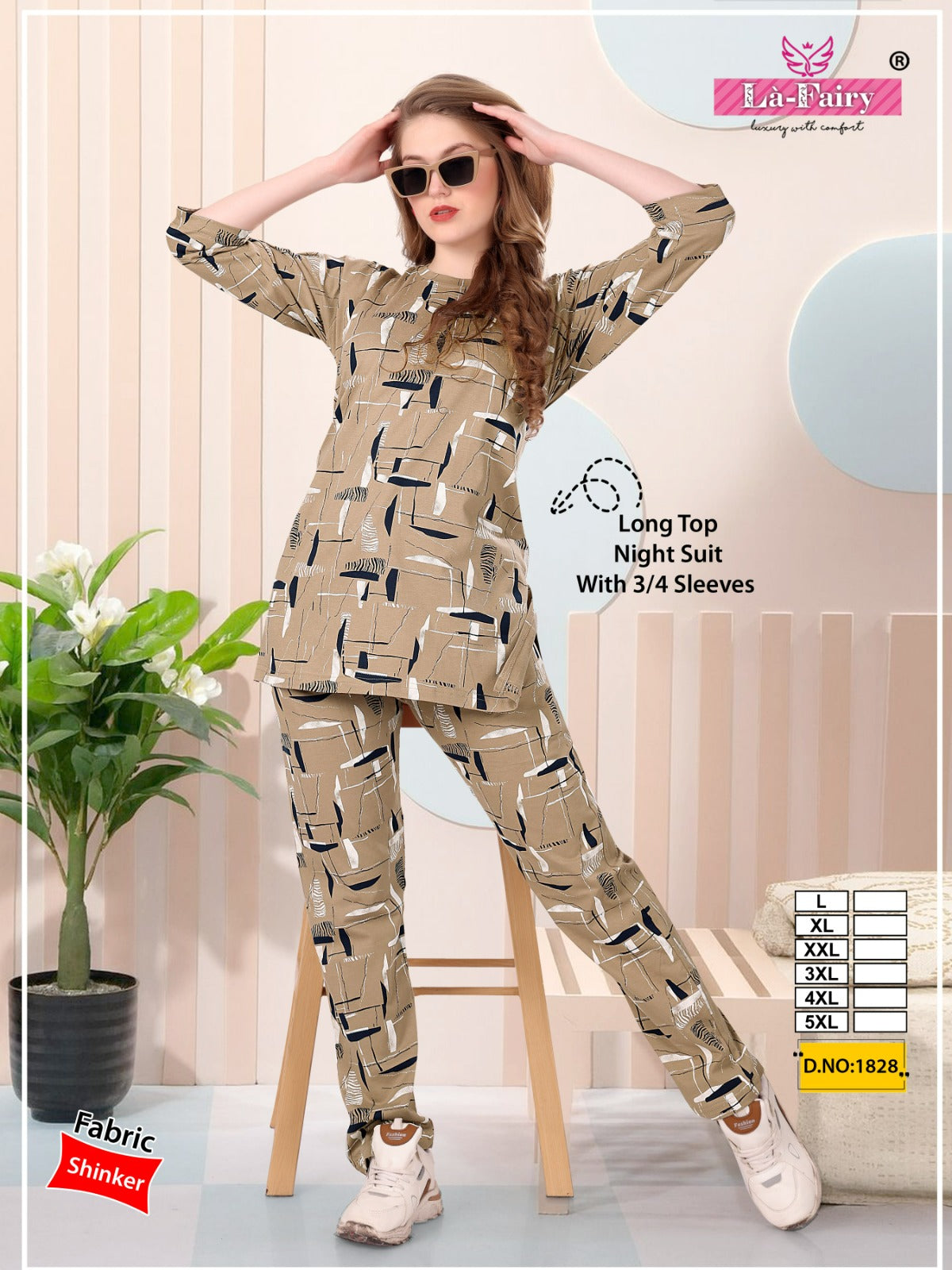 Design 1828 La Fairy Sinker Kurta Night Suits Exporter Ahmedabad