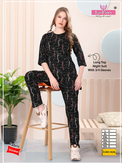 Design 1828 La Fairy Sinker Kurta Night Suits Exporter Ahmedabad