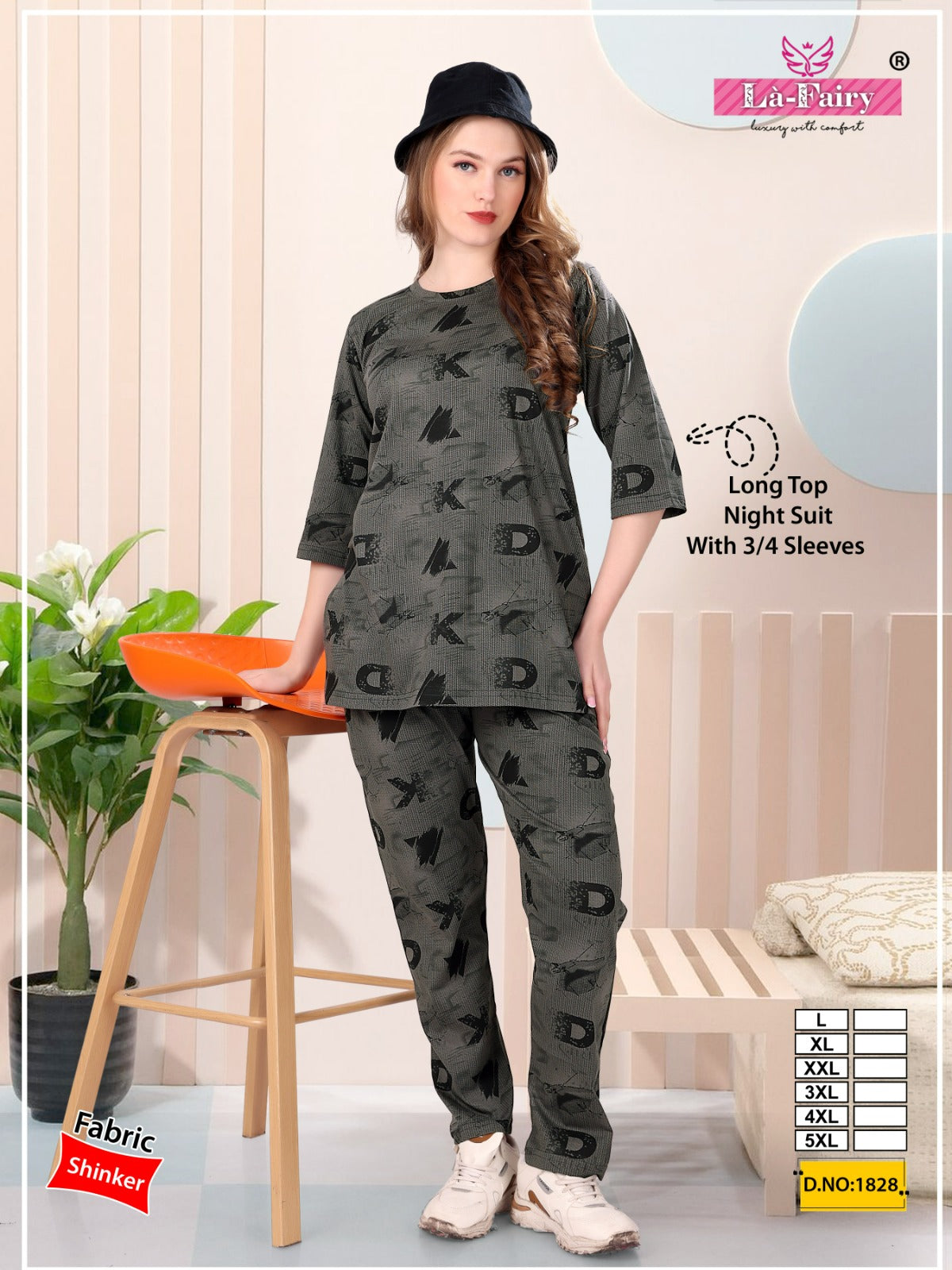 Design 1828 La Fairy Sinker Kurta Night Suits Exporter Ahmedabad