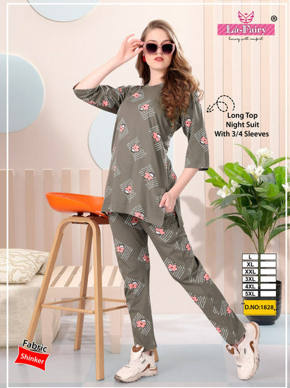 Design 1828 La Fairy Sinker Kurta Night Suits Exporter Ahmedabad