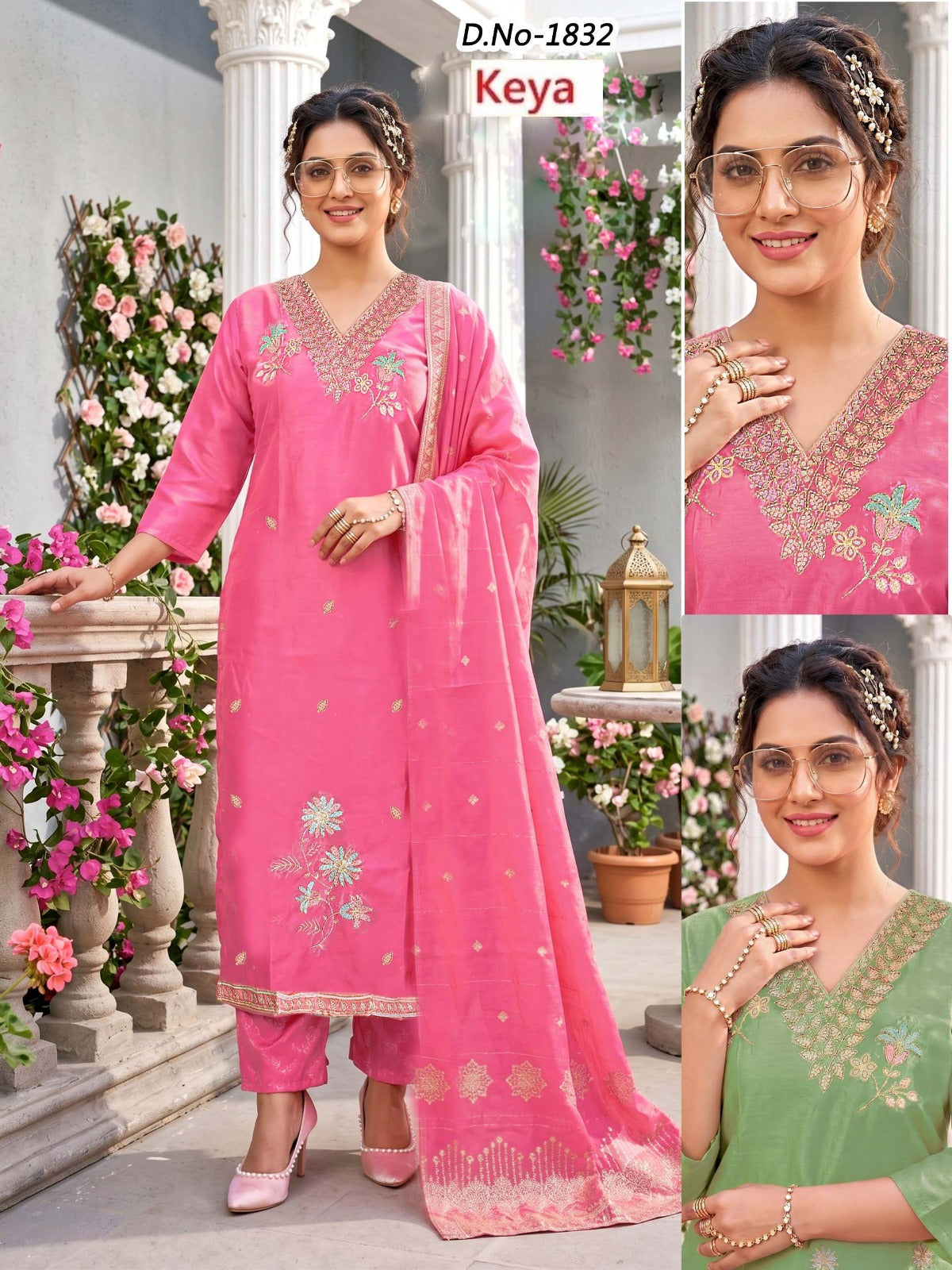 Design 1830-1833 Keya Roman Readymade Pant Style Suits Exporter