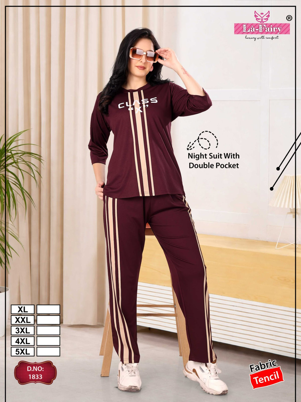 Design 1833 La Fairy Tencil Pyjama Night Suits Wholesaler Ahmedabad