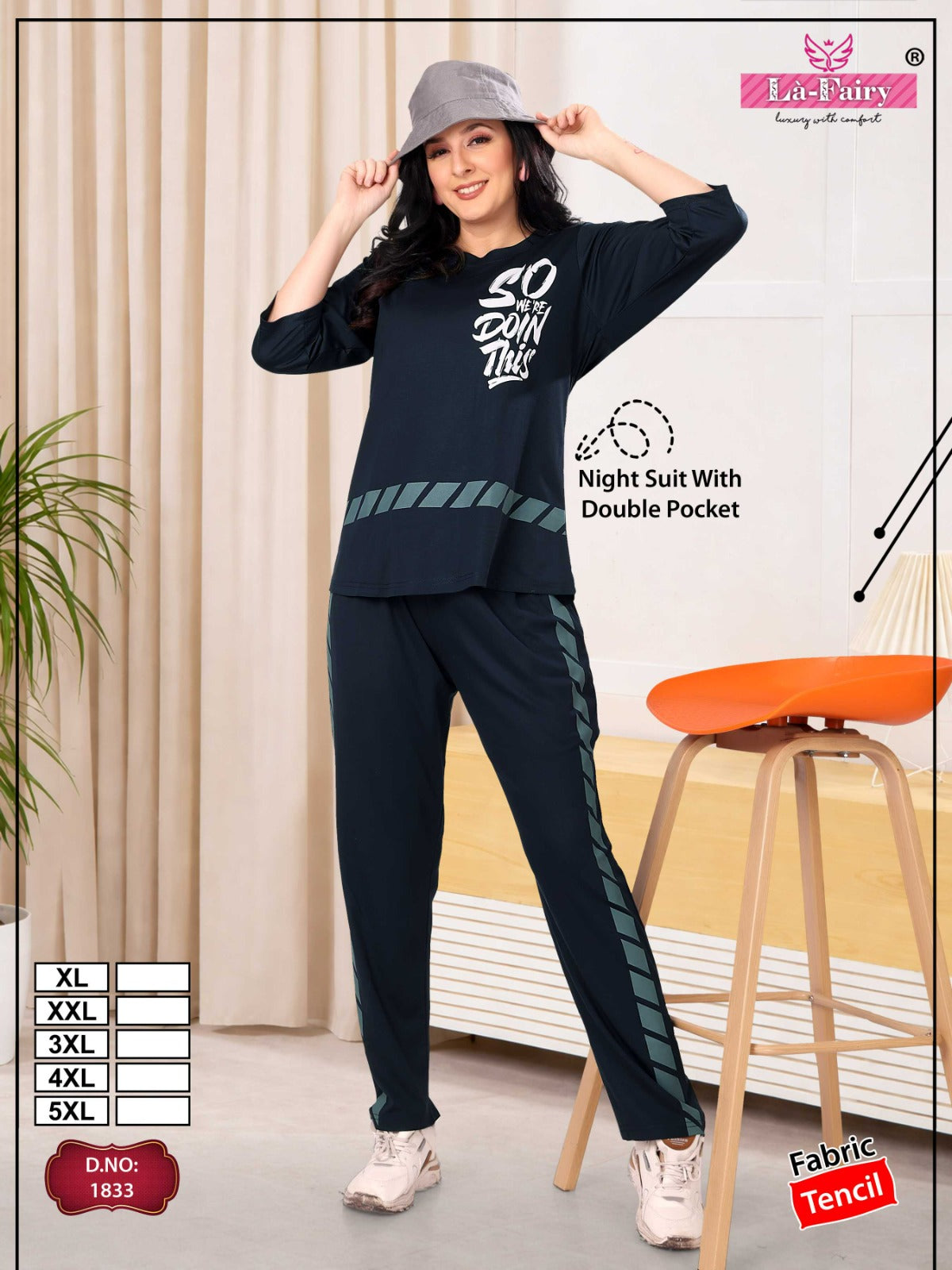 Design 1833 La Fairy Tencil Pyjama Night Suits Wholesaler Ahmedabad