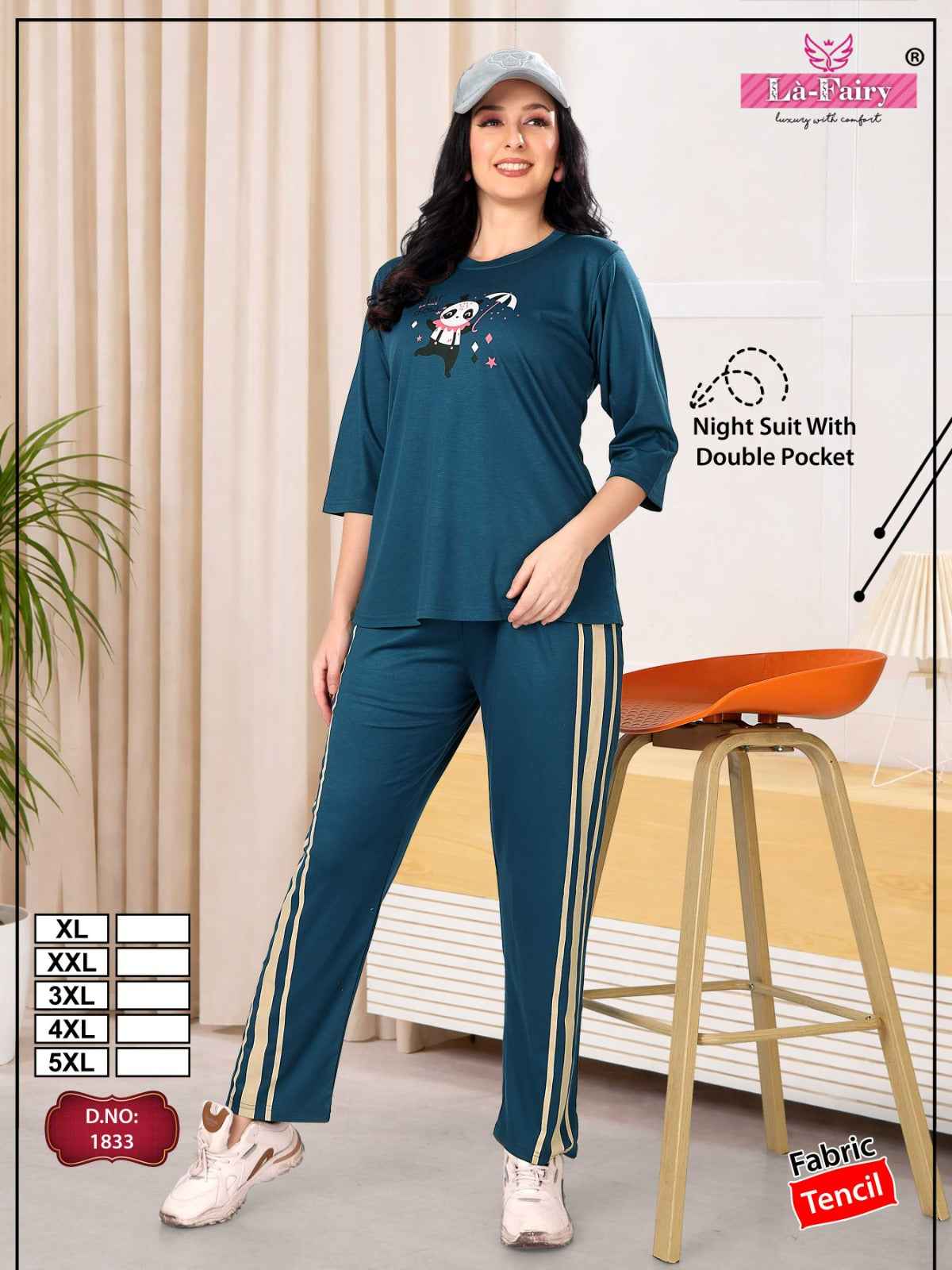 Design 1833 La Fairy Tencil Pyjama Night Suits Wholesaler Ahmedabad