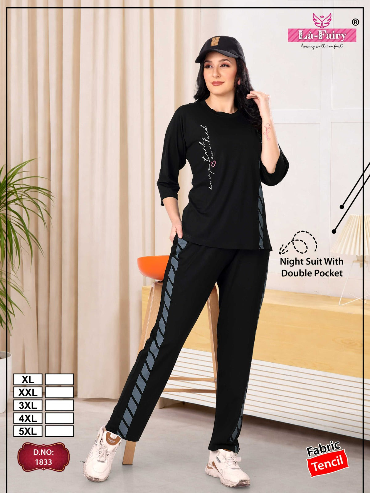 Design 1833 La Fairy Tencil Pyjama Night Suits Wholesaler Ahmedabad