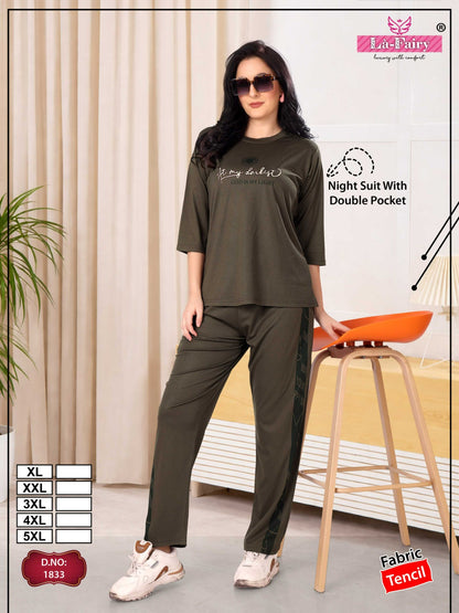 Design 1833 La Fairy Tencil Pyjama Night Suits Wholesaler Ahmedabad