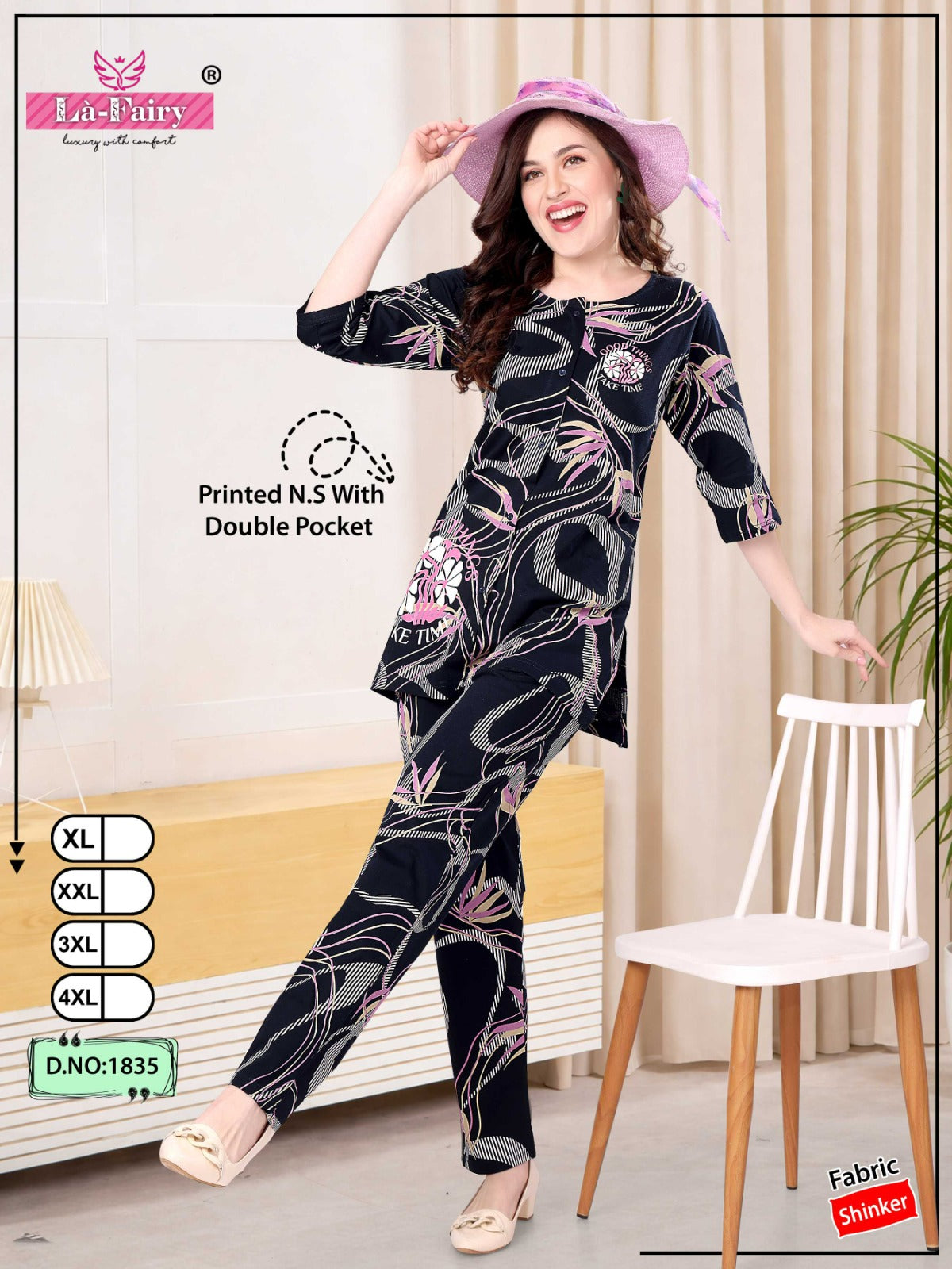 Design 1835 La Fairy Sinker Kurta Night Suits Wholesale Rate