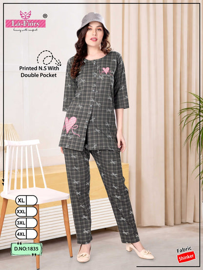 Design 1835 La Fairy Sinker Kurta Night Suits Wholesale Rate