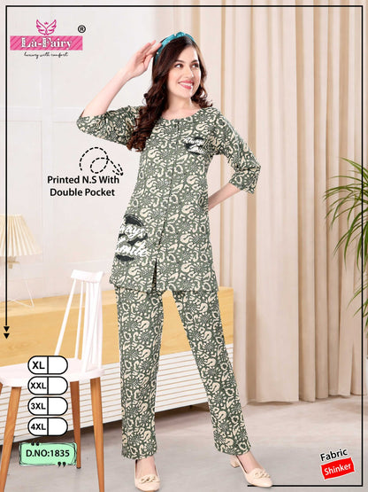 Design 1835 La Fairy Sinker Kurta Night Suits Wholesale Rate