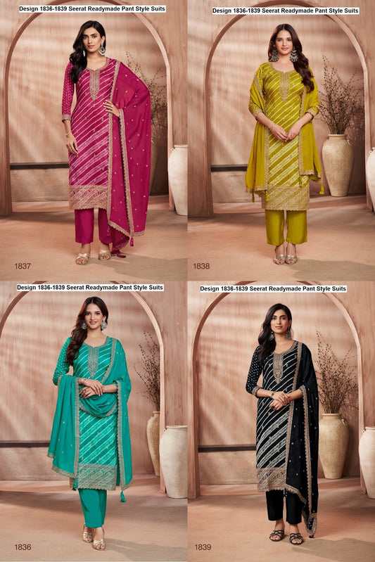 Design 1836-1839 Seerat Viscose Readymade Pant Style Suits Exporter Gujarat
