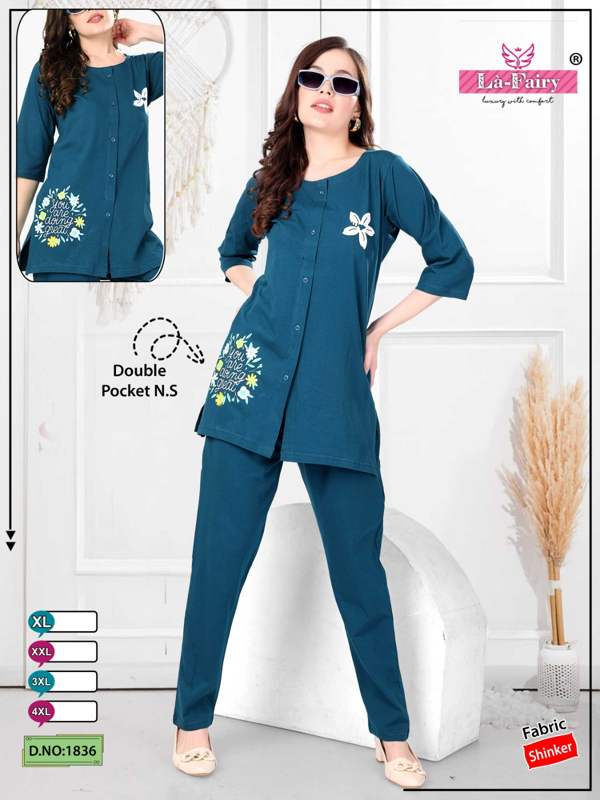 Design 1836 La Fairy Sinker Pyjama Night Suits Wholesaler Ahmedabad