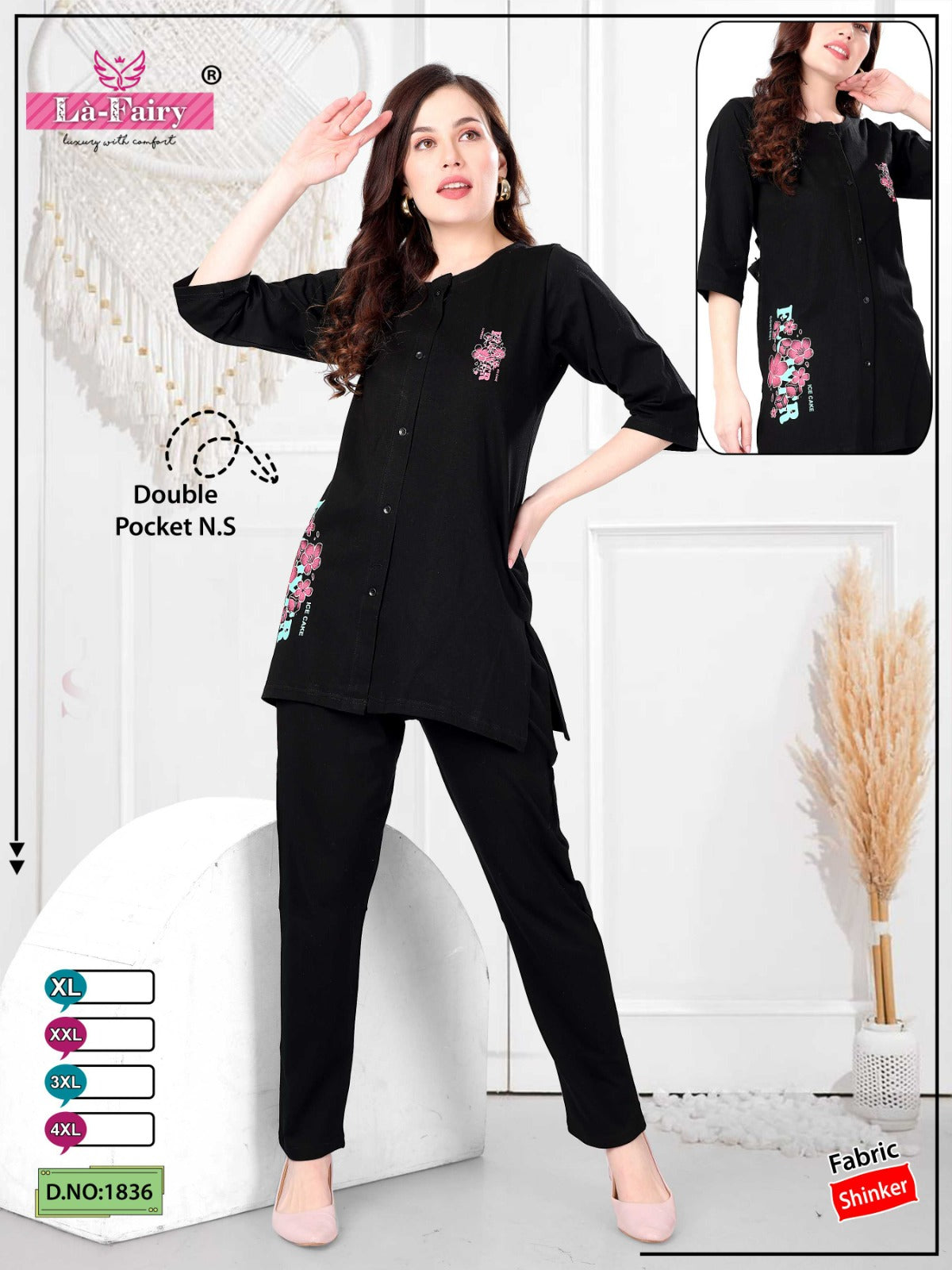 Design 1836 La Fairy Sinker Pyjama Night Suits Wholesaler Ahmedabad