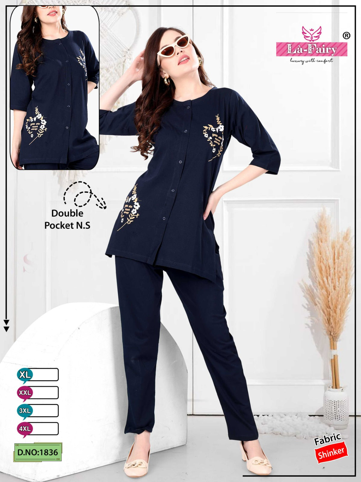 Design 1836 La Fairy Sinker Pyjama Night Suits Wholesaler Ahmedabad