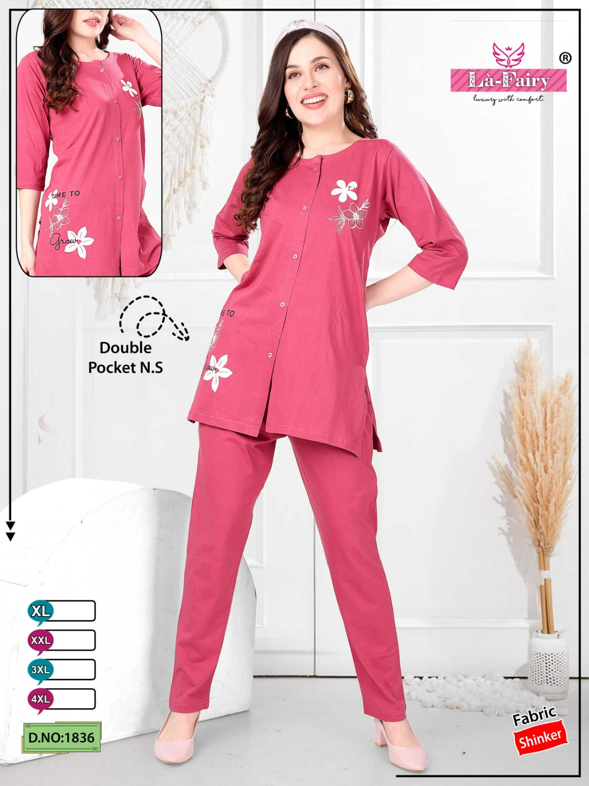 Design 1836 La Fairy Sinker Pyjama Night Suits Wholesaler Ahmedabad