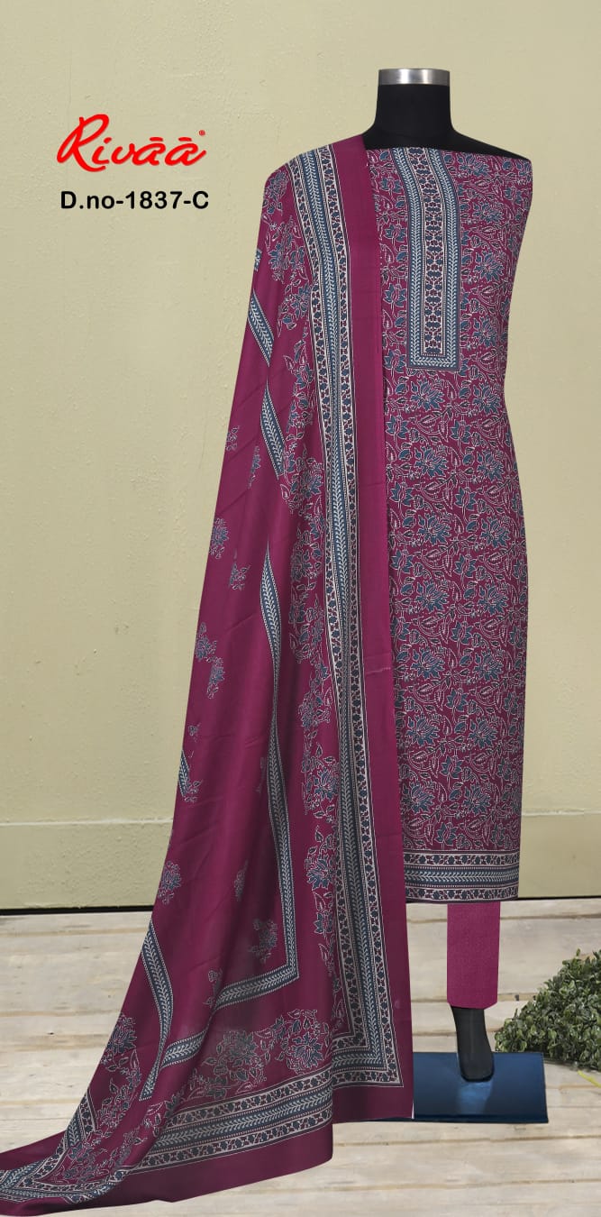 Design 1837 Rivaa Pashmina Suits Wholesaler Gujarat