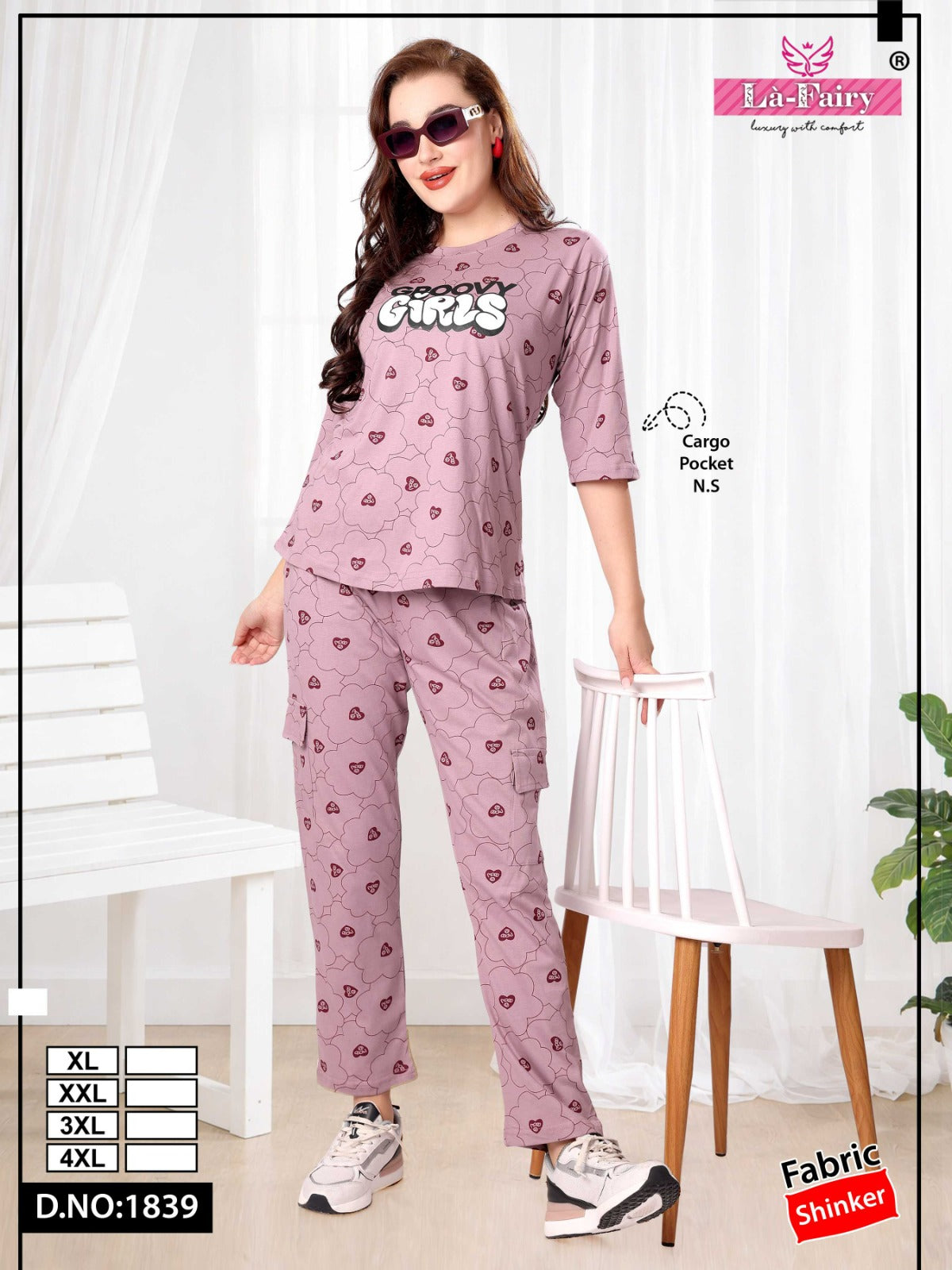 Design 1839 Cargo La Fairy Sinker Pyjama Night Suits Supplier Ahmedabad