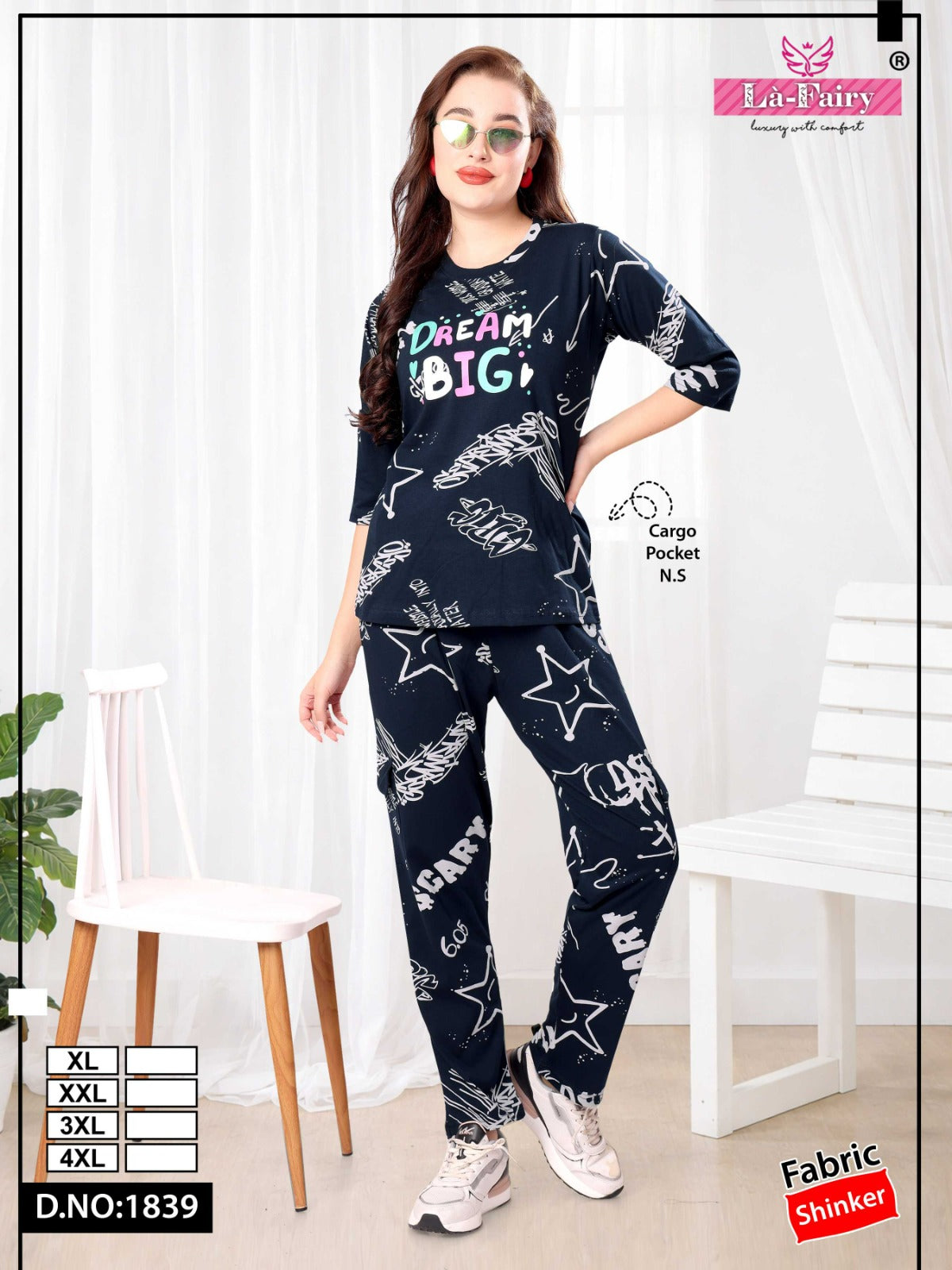 Design 1839 Cargo La Fairy Sinker Pyjama Night Suits Supplier Ahmedabad