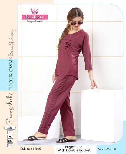 Design 1840-1845 La Fairy Tencil Pyjama Night Suits Supplier Gujarat