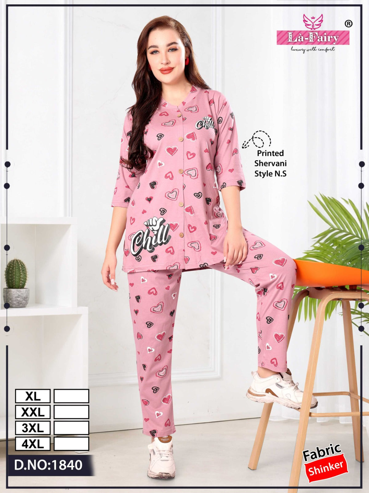 Design 1840 La Fairy Sinker Pyjama Night Suits Exporter