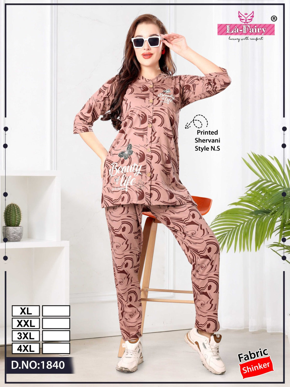 Design 1840 La Fairy Sinker Pyjama Night Suits Exporter