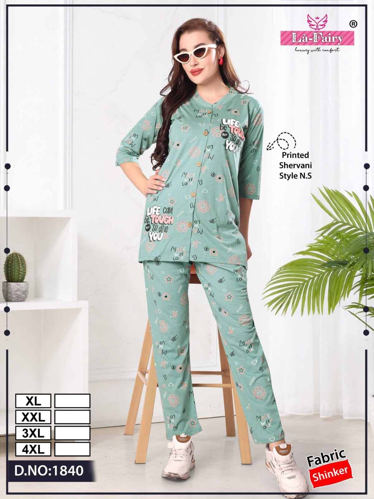 Design 1840 La Fairy Sinker Pyjama Night Suits Exporter