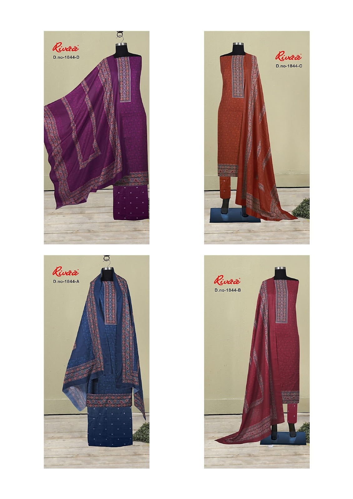 Design 1844 Rivaa Pashmina Suits Exporter Ahmedabad