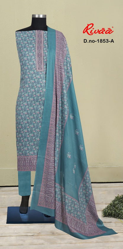 Design 1853 Rivaa Pashmina Suits Exporter