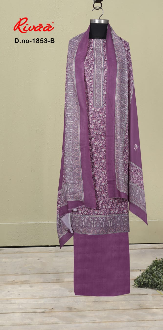 Design 1853 Rivaa Pashmina Suits Exporter
