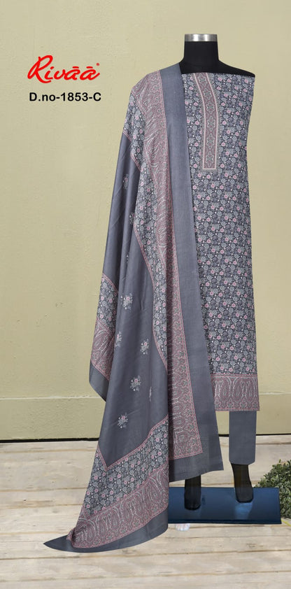 Design 1853 Rivaa Pashmina Suits Exporter