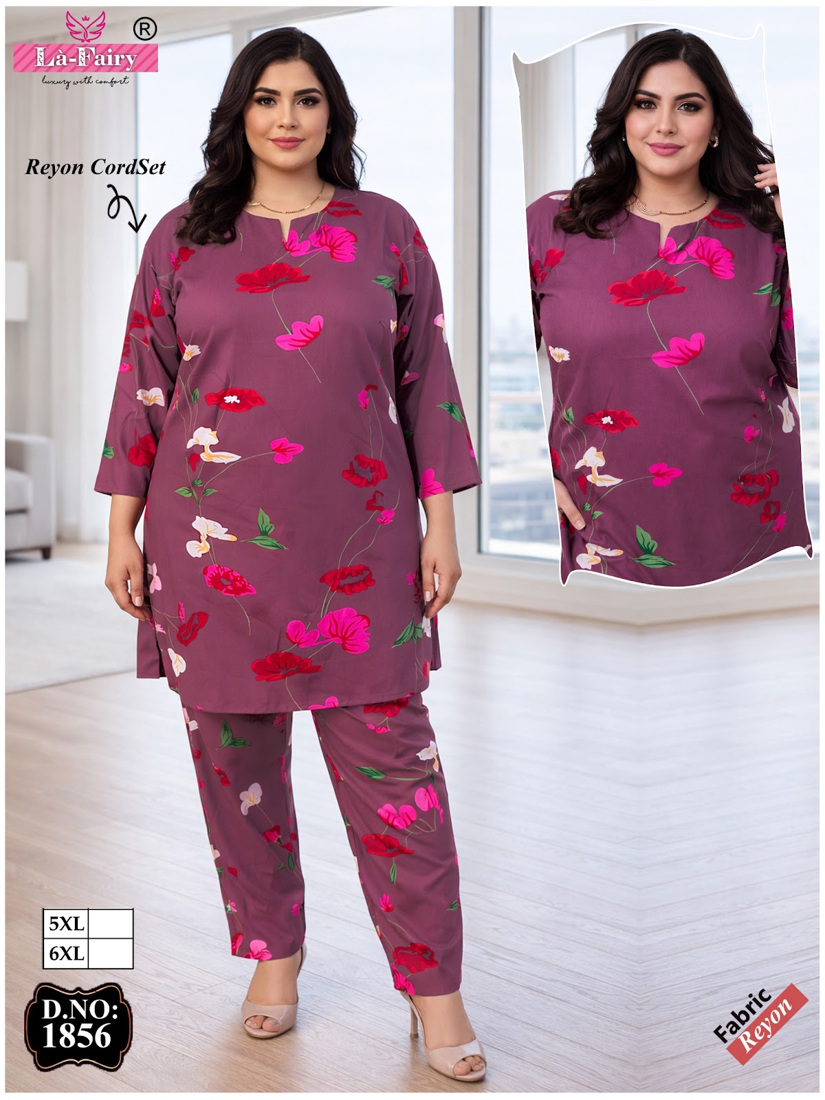 Design 1856 La Fairy Rayon 22Kg Co Ord Set Wholesale Price