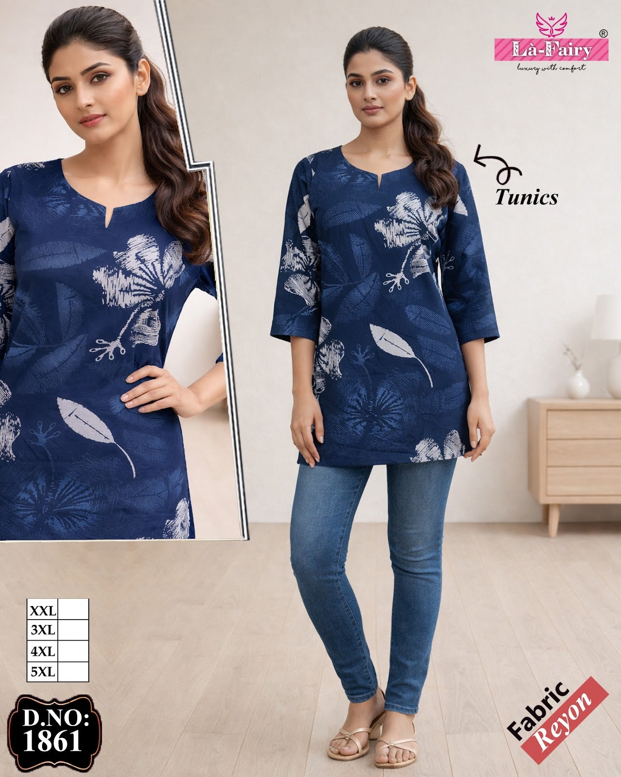 Design 1861 La Fairy Rayon 22Kg Short Kurtis Wholesaler Gujarat